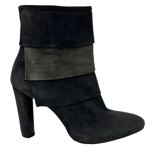 Stuart Weitzman Suede Ankle Boots Size 7N Gray Black High Heels Skirts Style - Picture 1 of 14